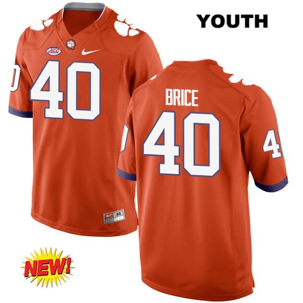 Youth Clemson Tigers #40 Jaquarius Brice Stitched Orange New Style Authentic Nike NCAA College Football Jersey EZQ2246NZ